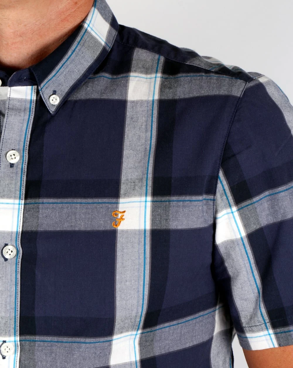 Farah Herne Check Shirt Navy - Image 2