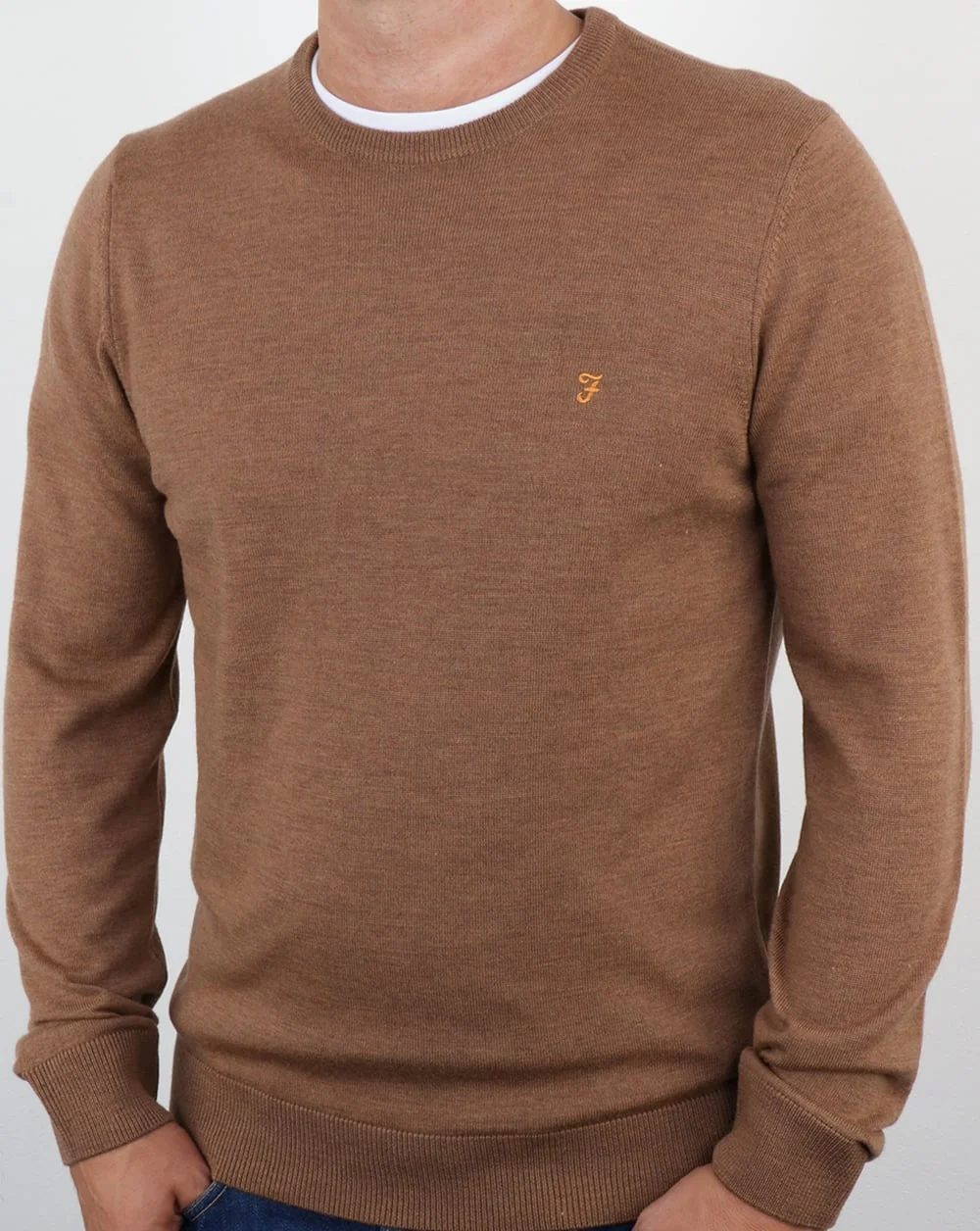 Farah Mullen Merino Jumper Camel