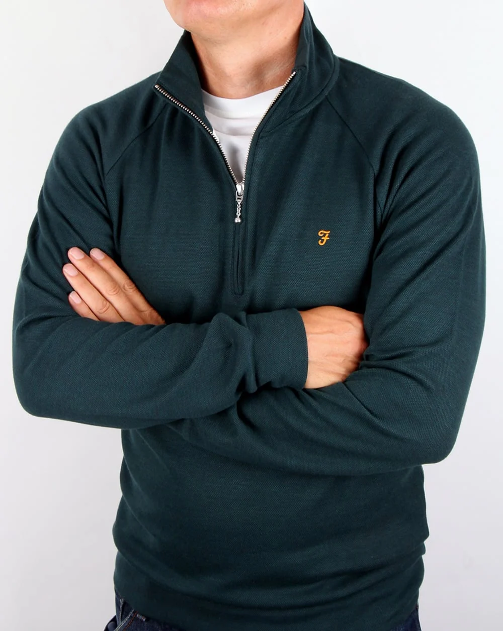 Farah QTR Zip jumper Deep Green - Image 2