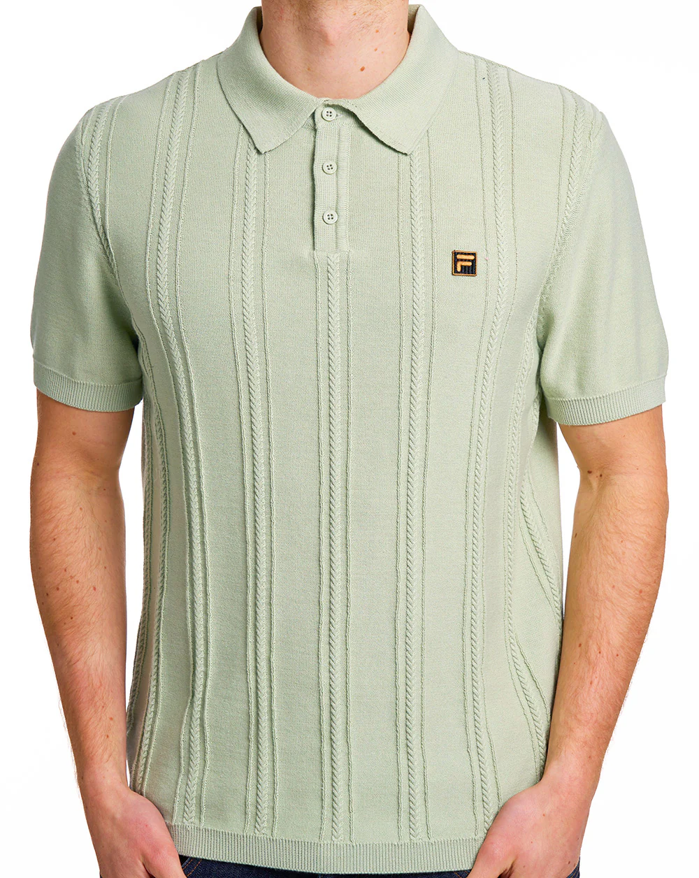 Fila Gold Barns Cable Knit Polo Light Green