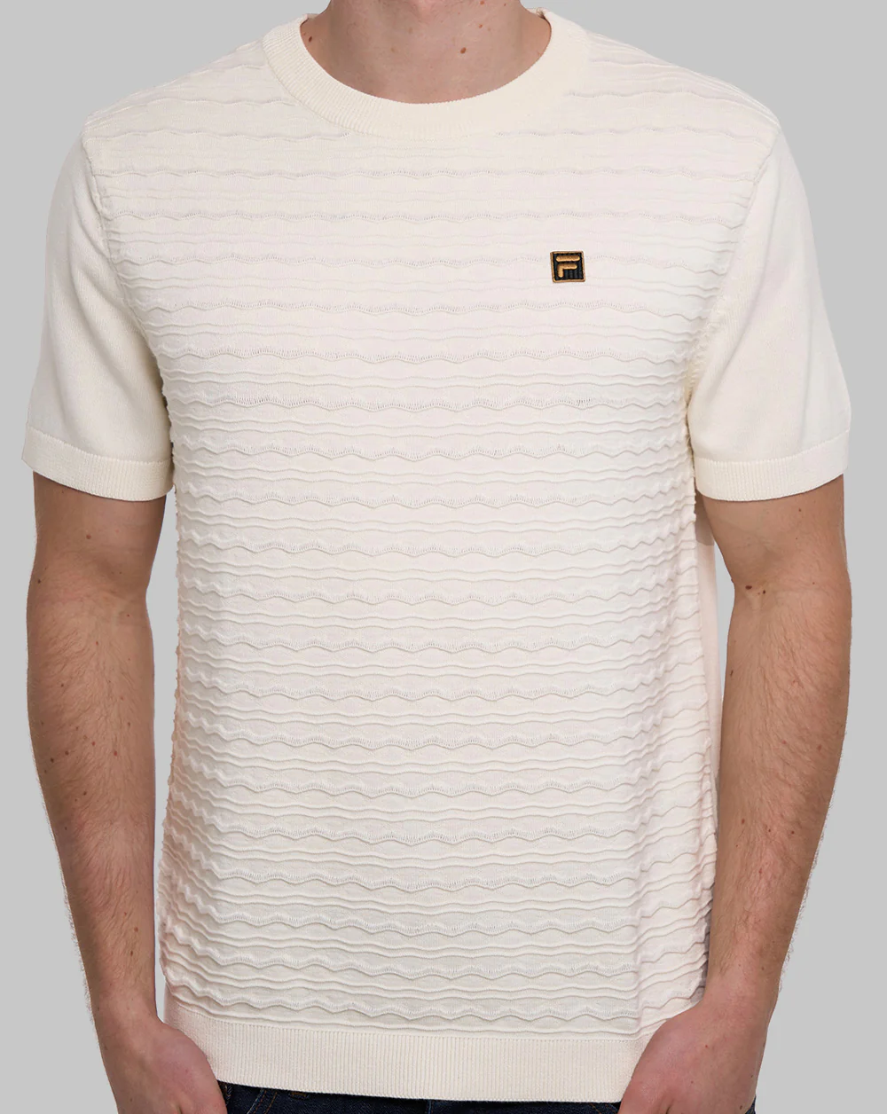 Fila Gold Don Knitted T Shirt Off White - Image 3