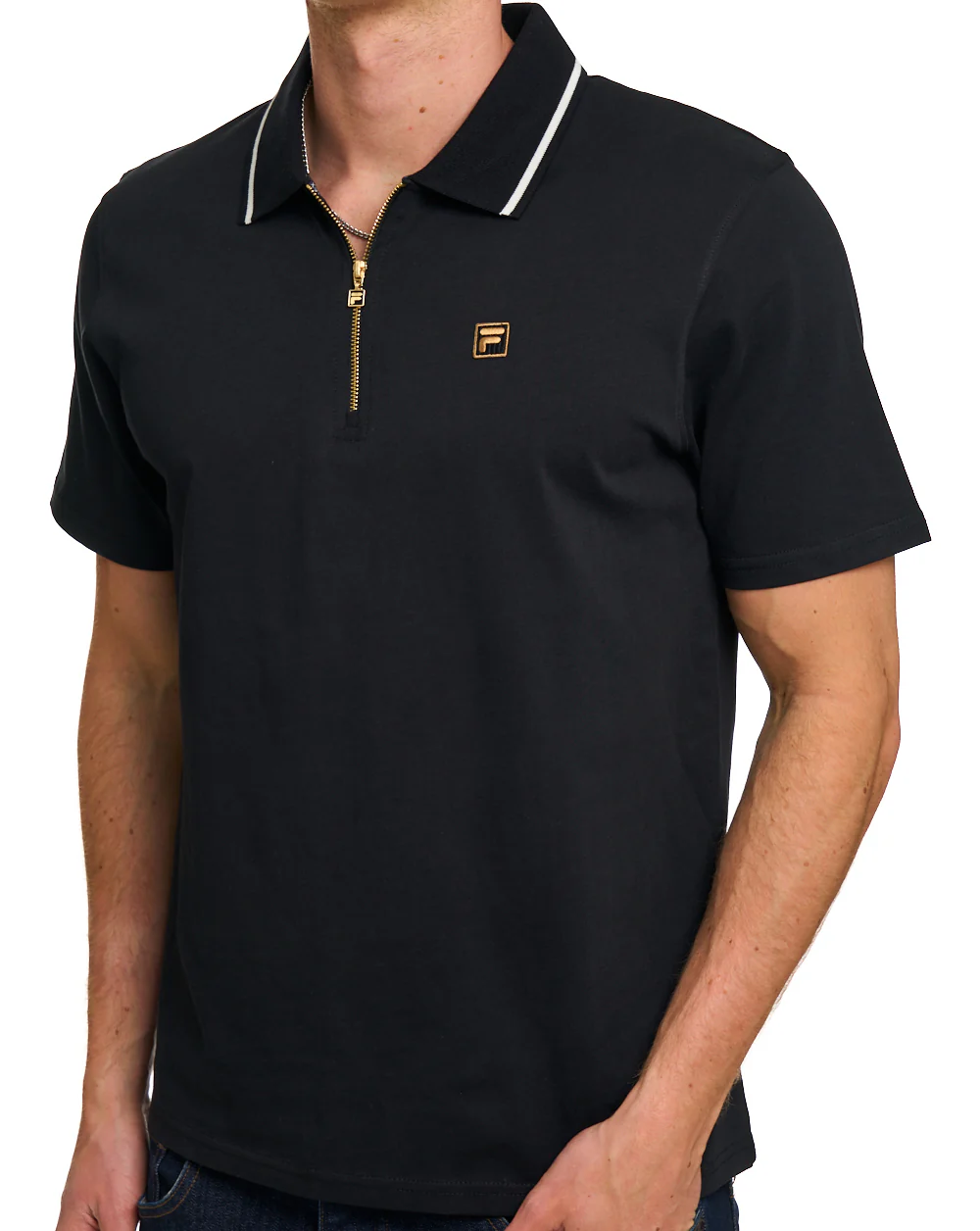 Fila Gold Lemar Zip Polo Black - Image 3