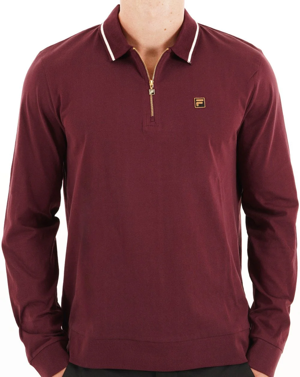 Fila Gold LS Tipped Zip Polo Port - Image 2
