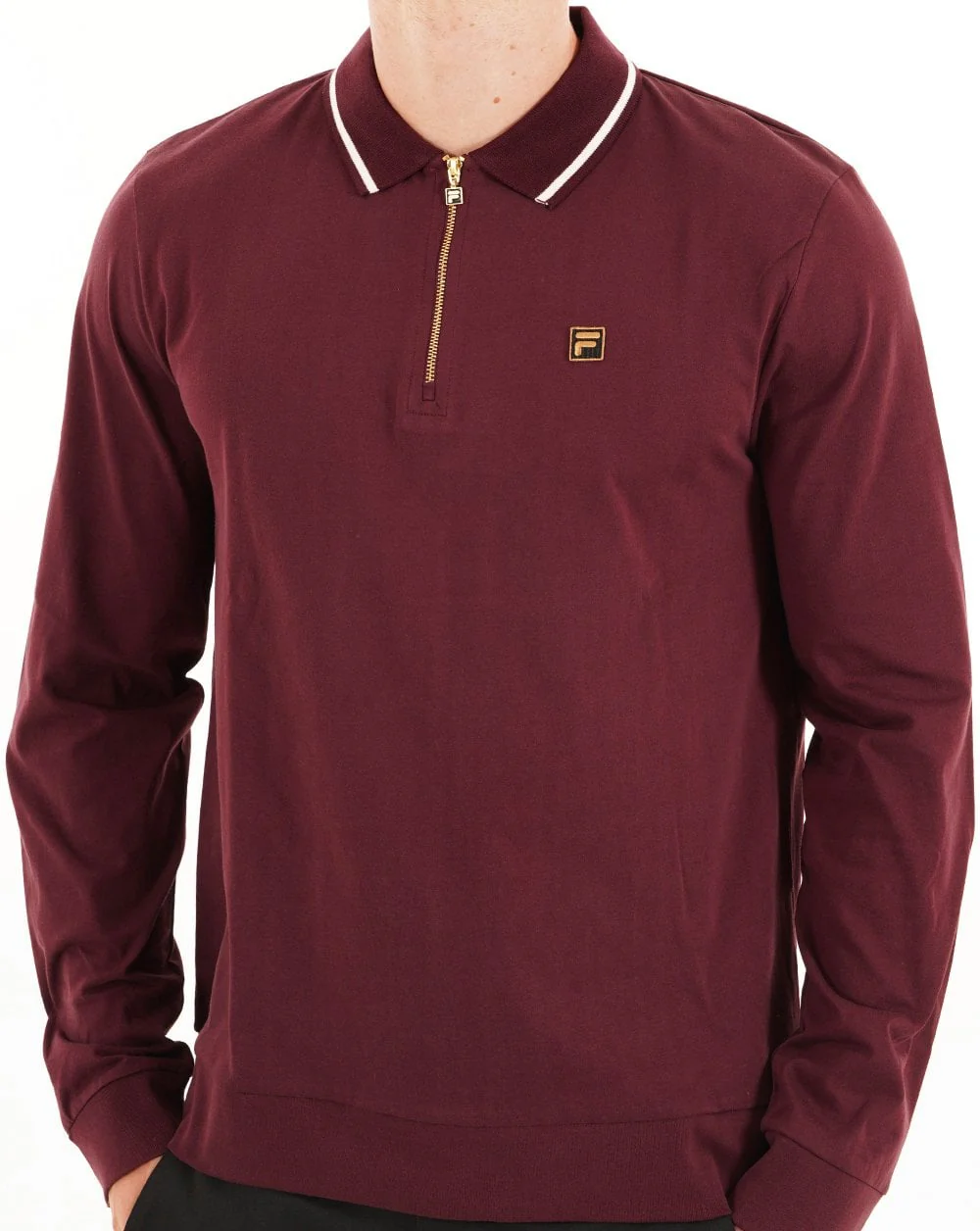 Fila Gold LS Tipped Zip Polo Port - Image 3