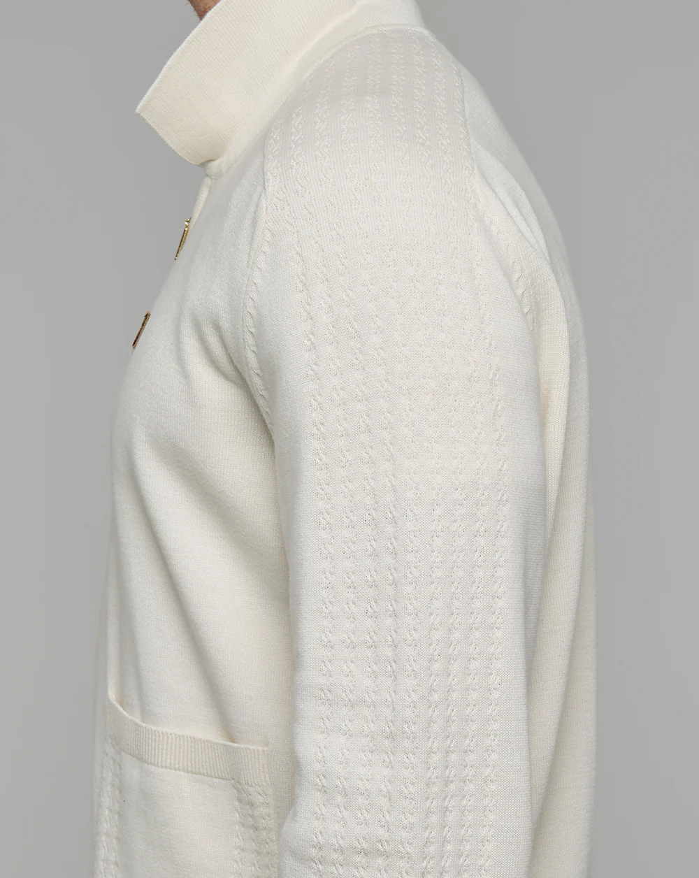 Fila Gold Teddy Knit Zip Up Off White - Image 3