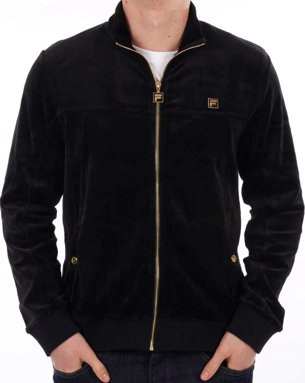 Fila Gold Velour Track Top Black - Image 2