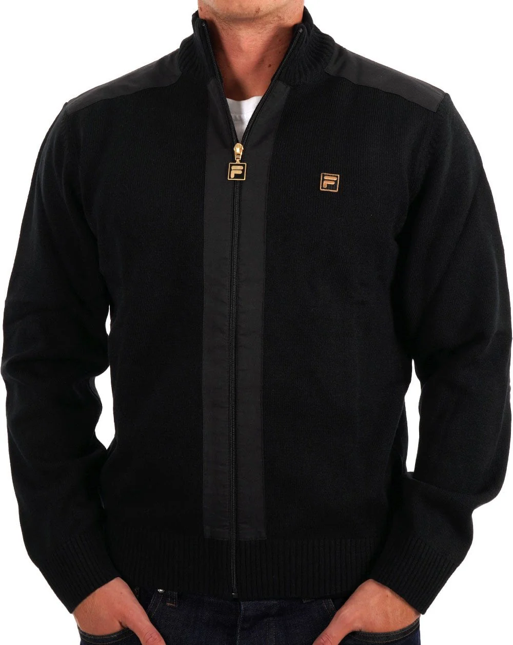 Fila Gold Zip Through Knit Black - Image 3