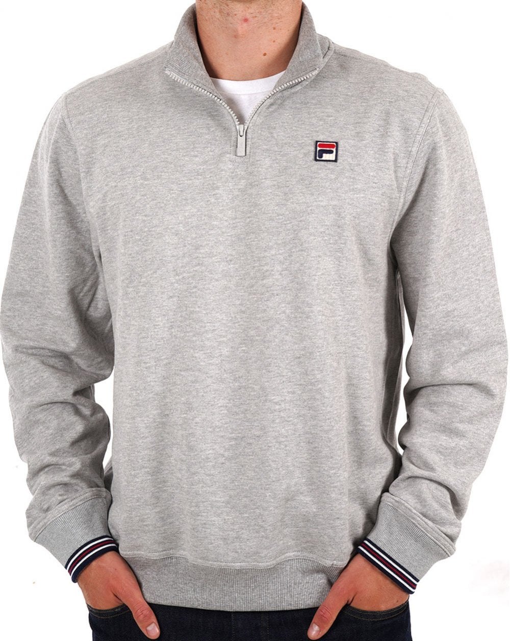 Fila Vintage 1/4 Zip Sweat Grey Marl - Image 3
