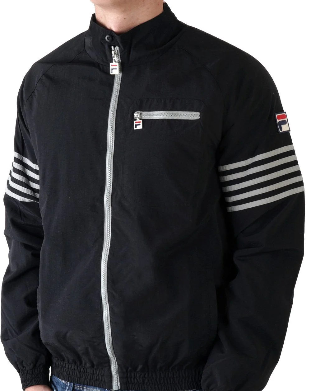 Fila Vintage 5 Stripe Jacket Black/Grey - Image 3