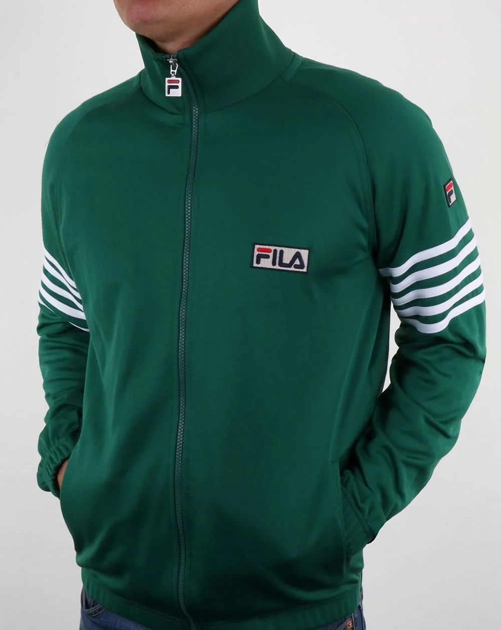 Fila Vintage 5 Stripe Track Top Evergreen