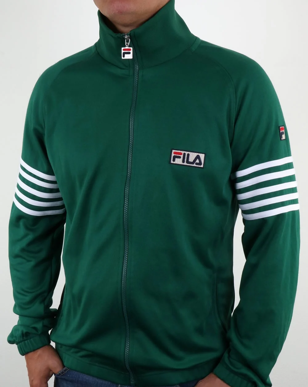 Fila Vintage 5 Stripe Track Top Evergreen - Image 3