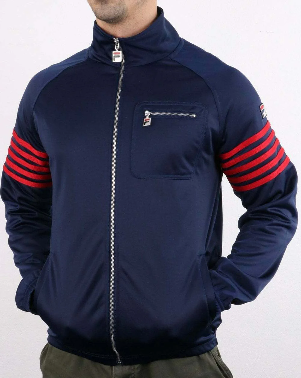 Fila Vintage 5 Stripe Track Top Navy/red - Image 3