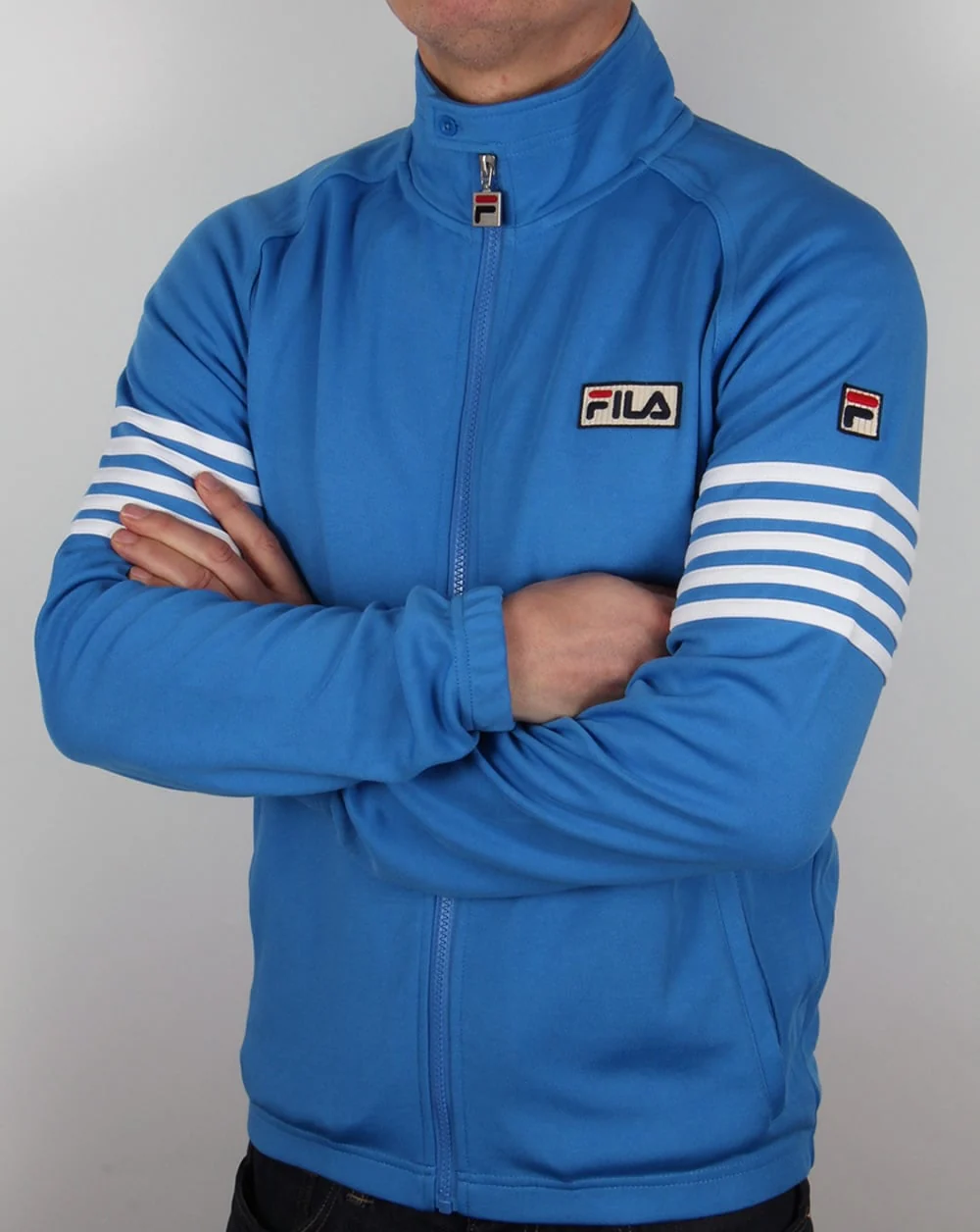Fila Vintage 5 Stripe Track Top Ocean Blue/White - Image 4