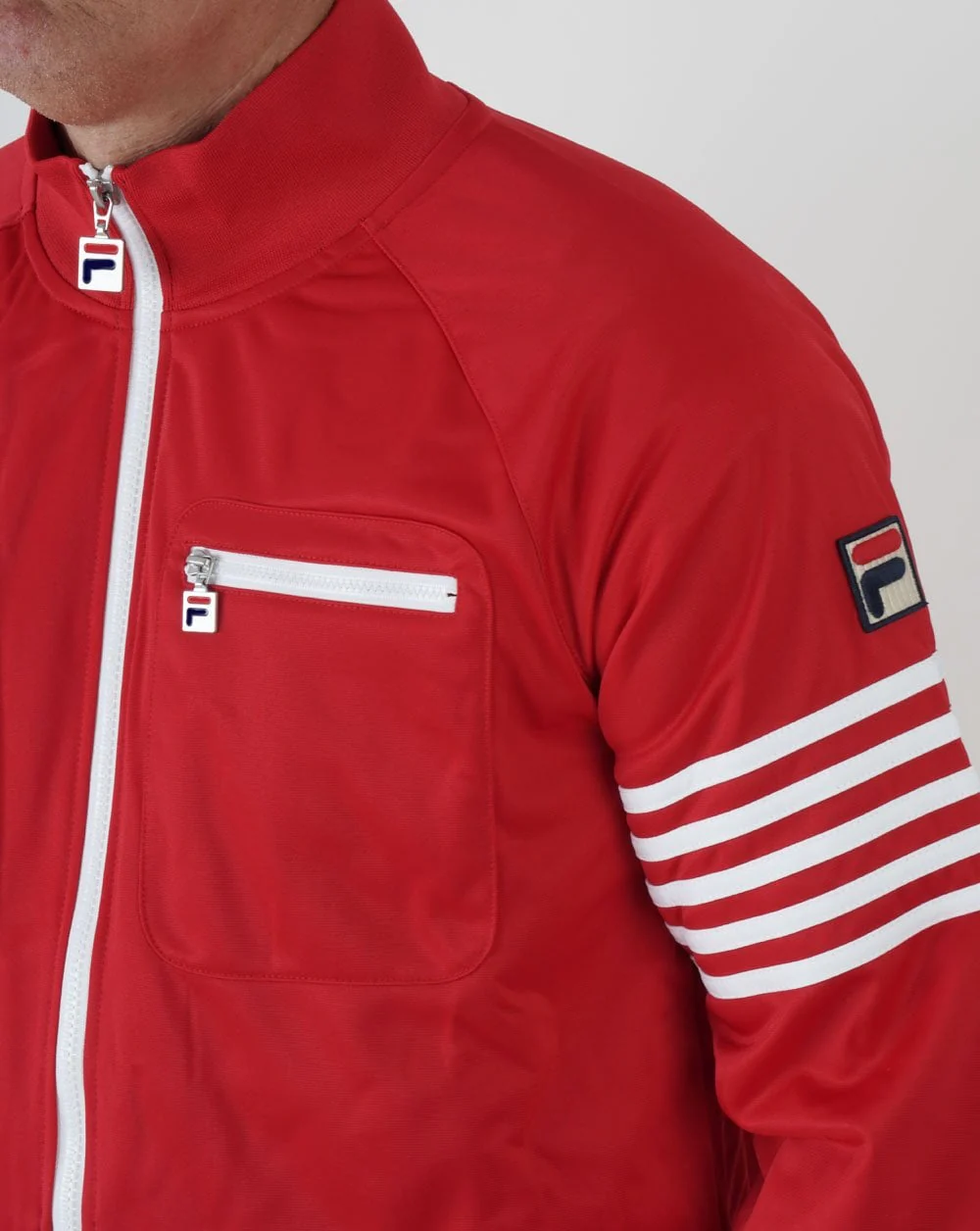 Fila Vintage 5 Stripe Track Top Red/White - Image 2