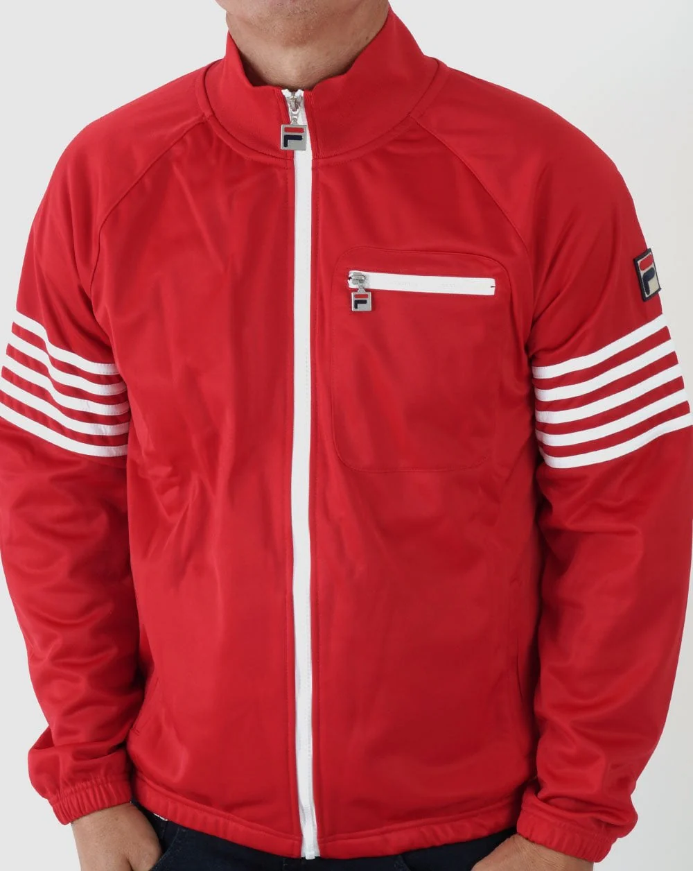 Fila Vintage 5 Stripe Track Top Red/White - Image 3