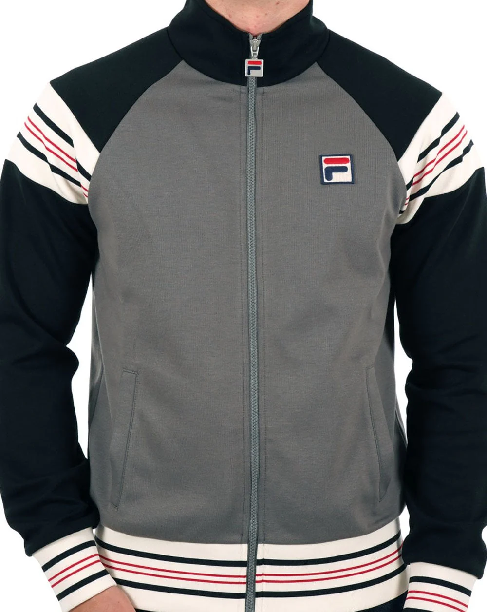 Fila Vintage Advantage Track Top Grey/Black/Red