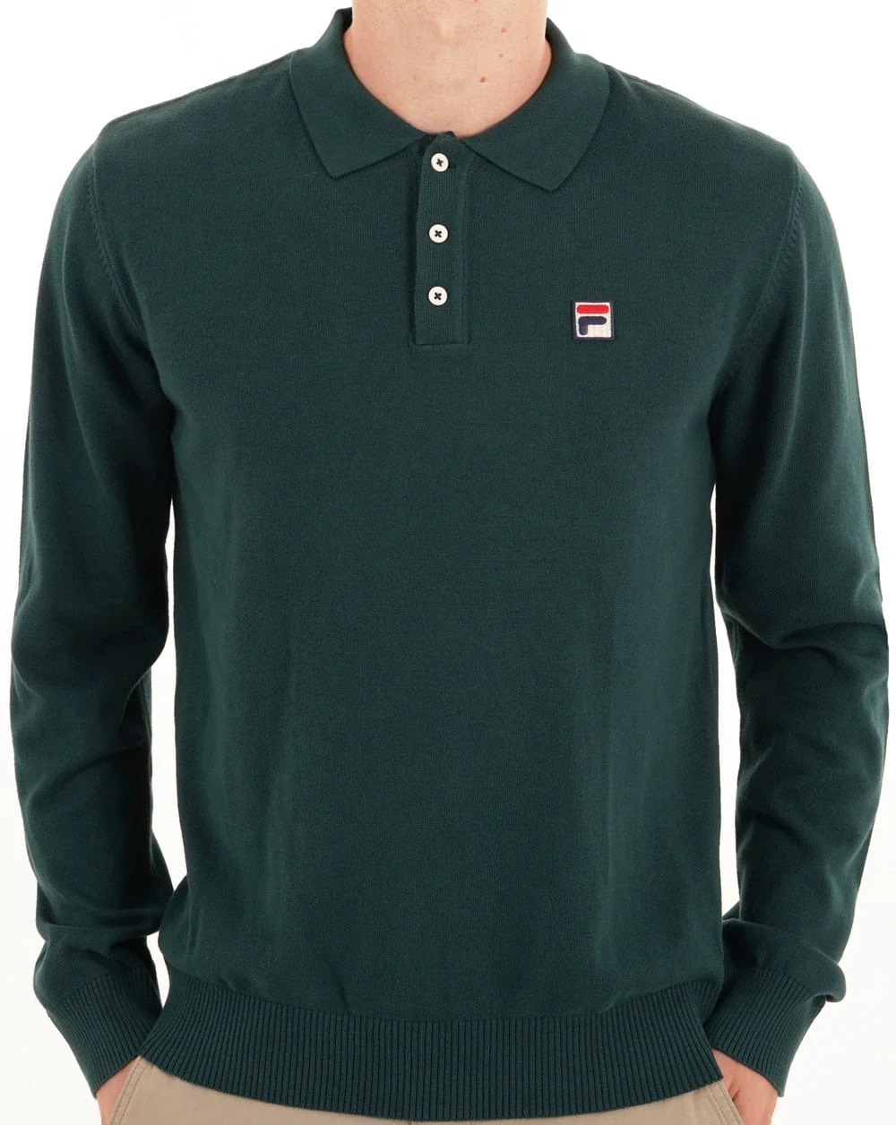 Fila Vintage Knitted ls Polo Green
