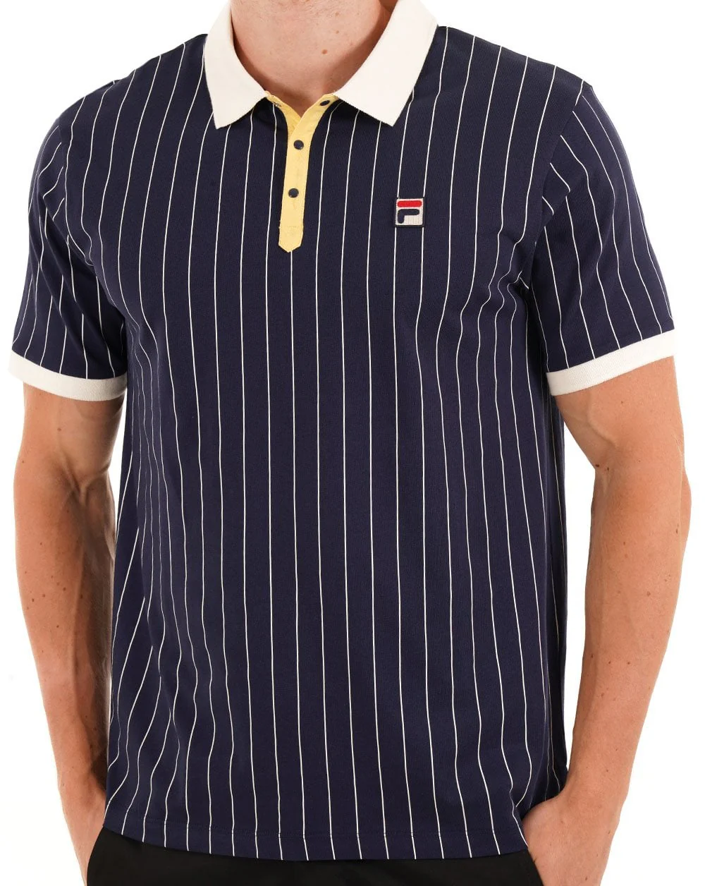 Fila Vintage BB1 Polo Shirt Navy Gardenia - Image 3
