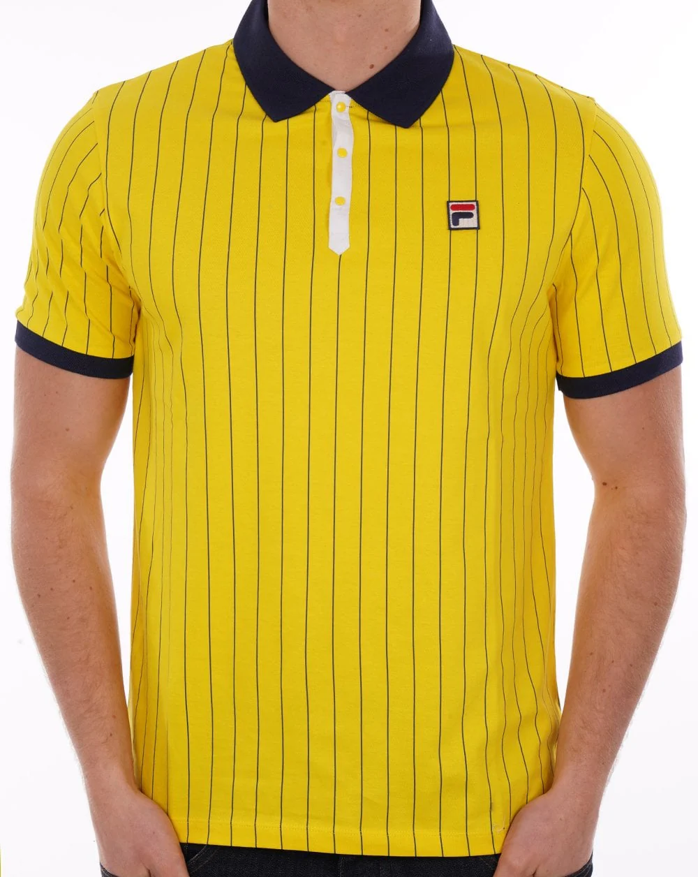 Fila Vintage BB1 Polo Shirt Yellow/Navy - Image 3