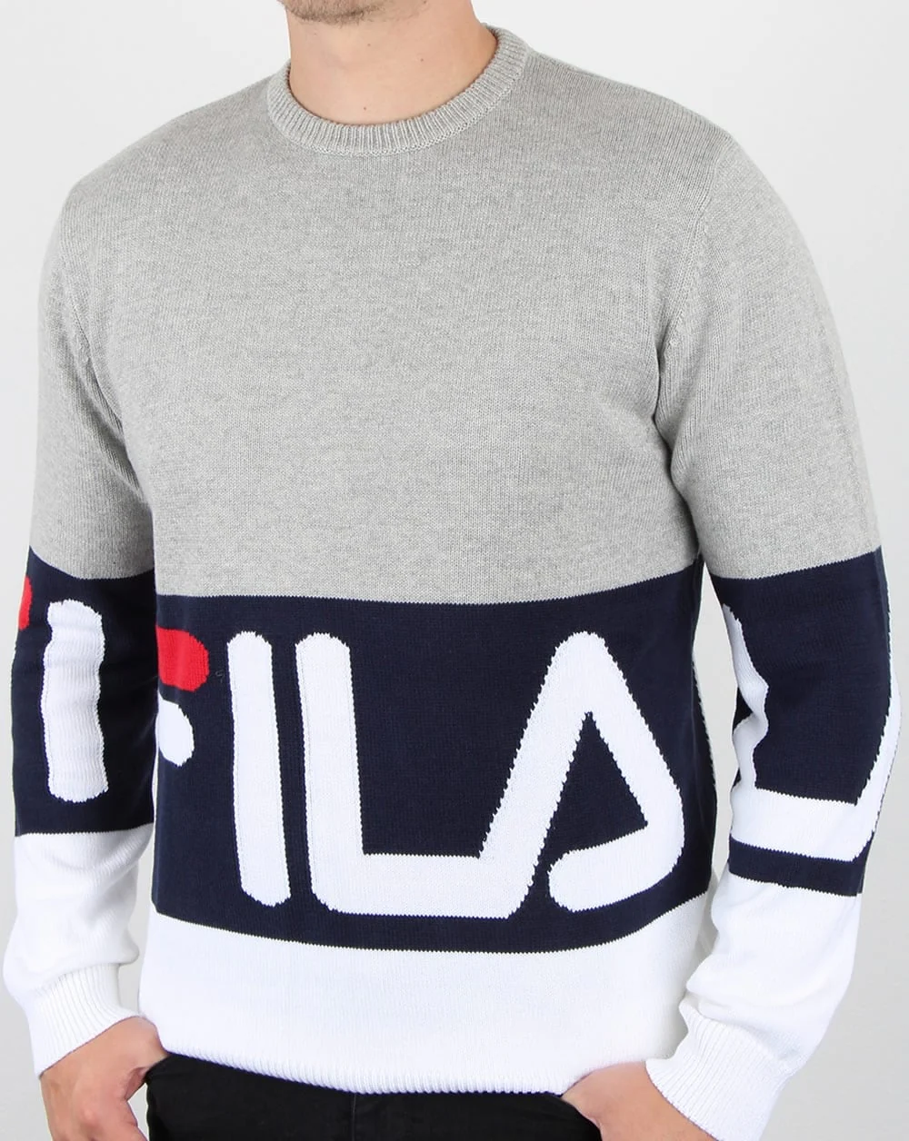 Fila Vintage Blake Crew Neck Jumper Grey Marl