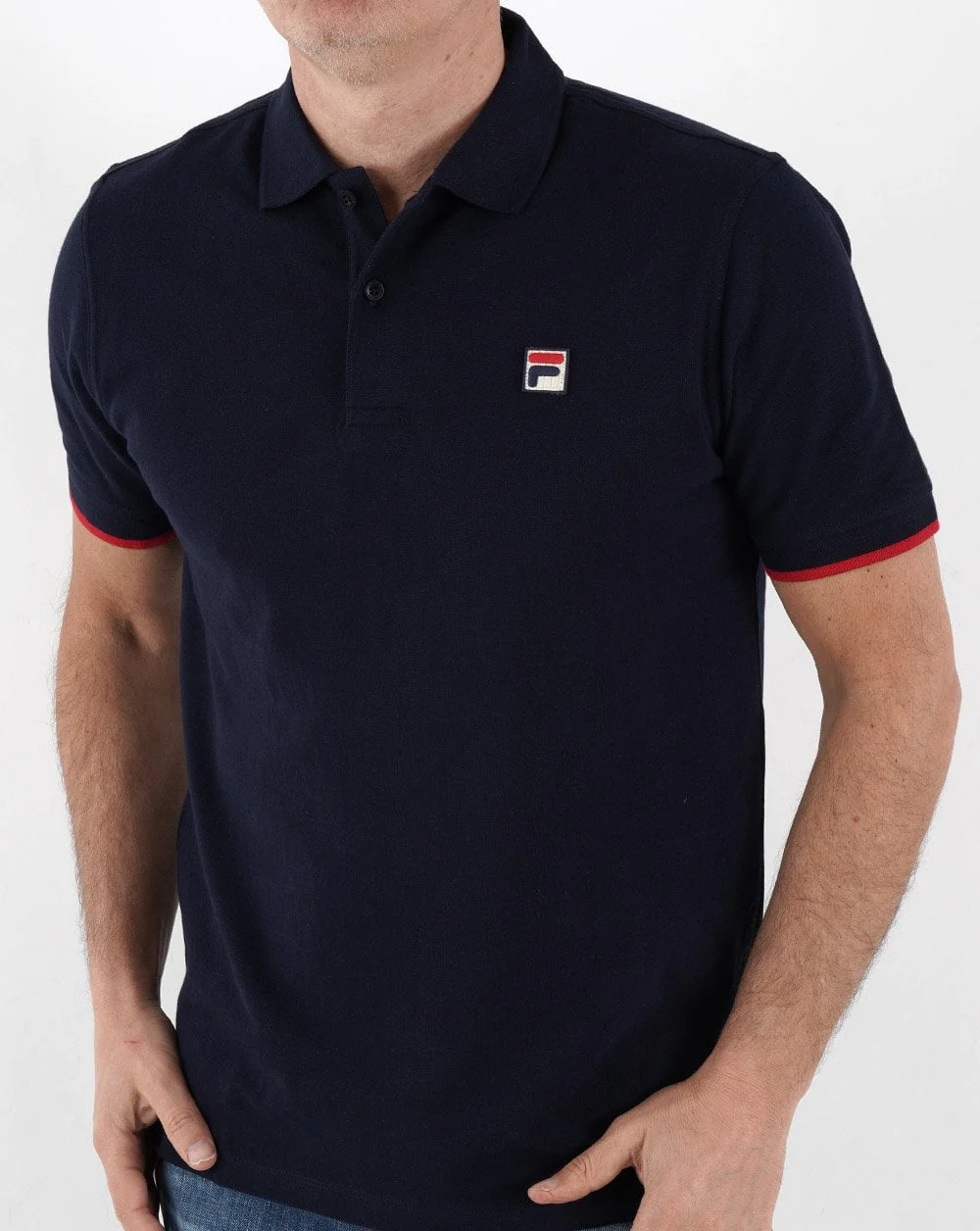 Fila Vintage Classic Polo Shirt Navy/Red - Image 3