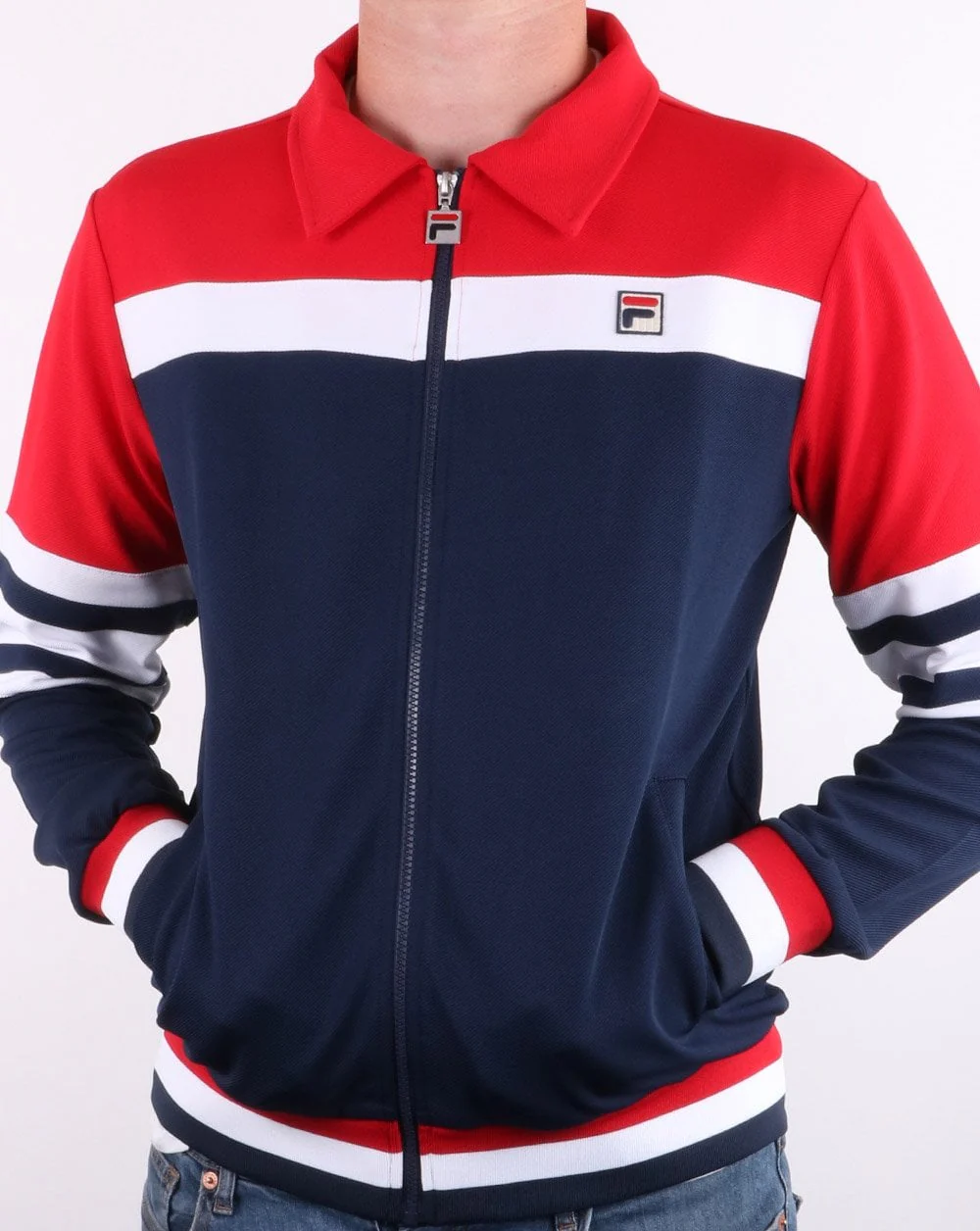 Fila Vintage Courto Track Top Red/Navy/White - Image 3