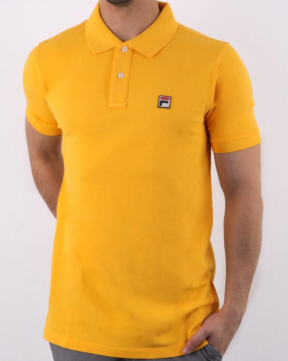 Fila Vintage Dante Polo Shirt Yellow Gold - Image 2