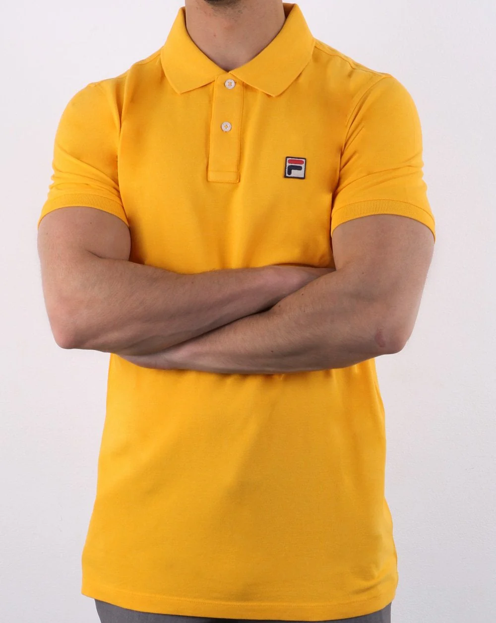 Fila Vintage Dante Polo Shirt Yellow Gold - Image 3