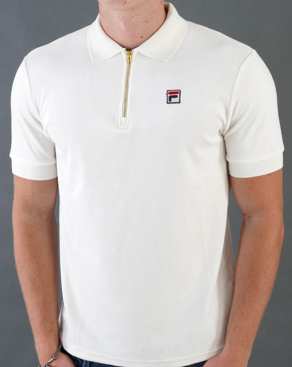 Fila Vintage Devon Velour Polo Off White - Image 3