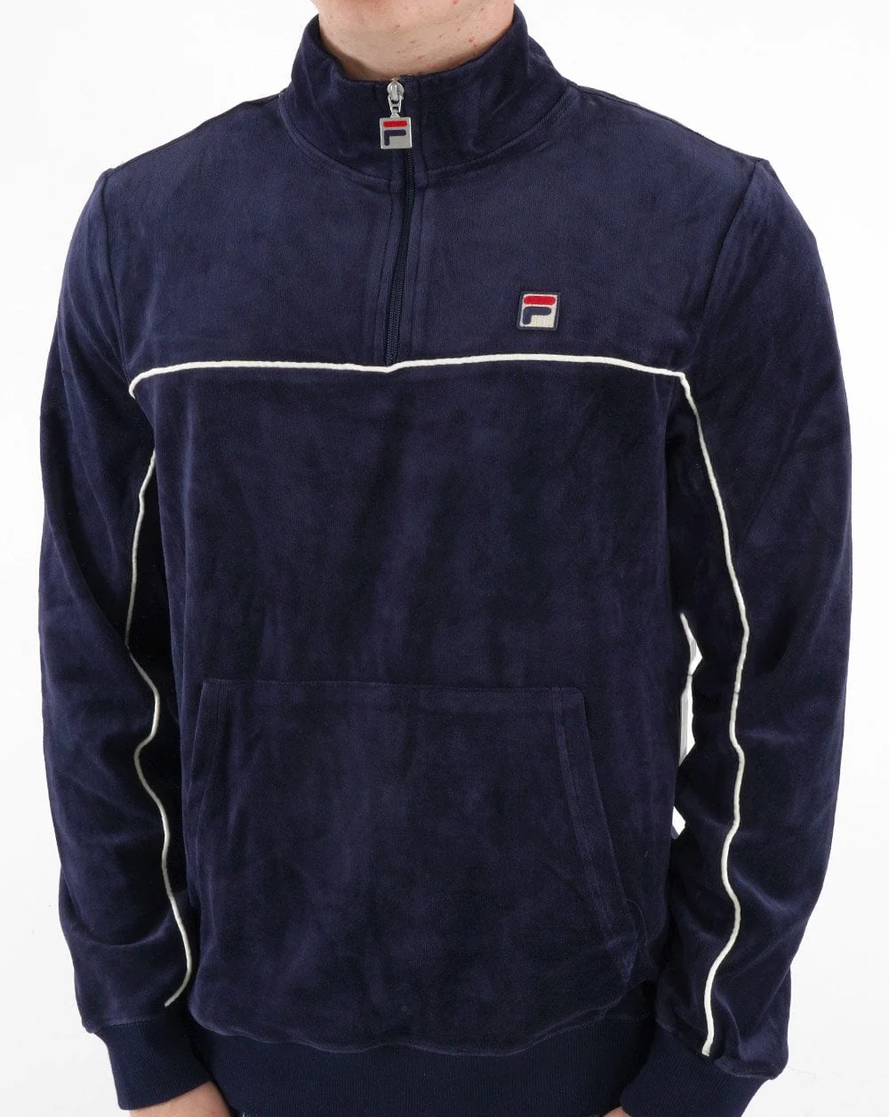 Fila Vintage Duke 1/4 Zip Velour Top Navy - Image 4