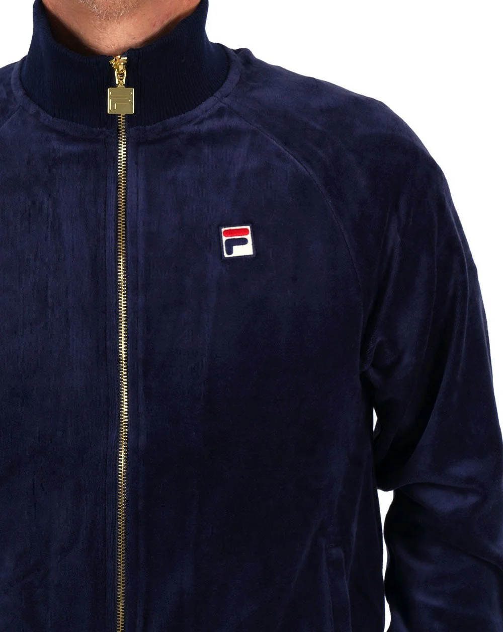 Fila Vintage Eddie Velour Track Top Navy - Image 3