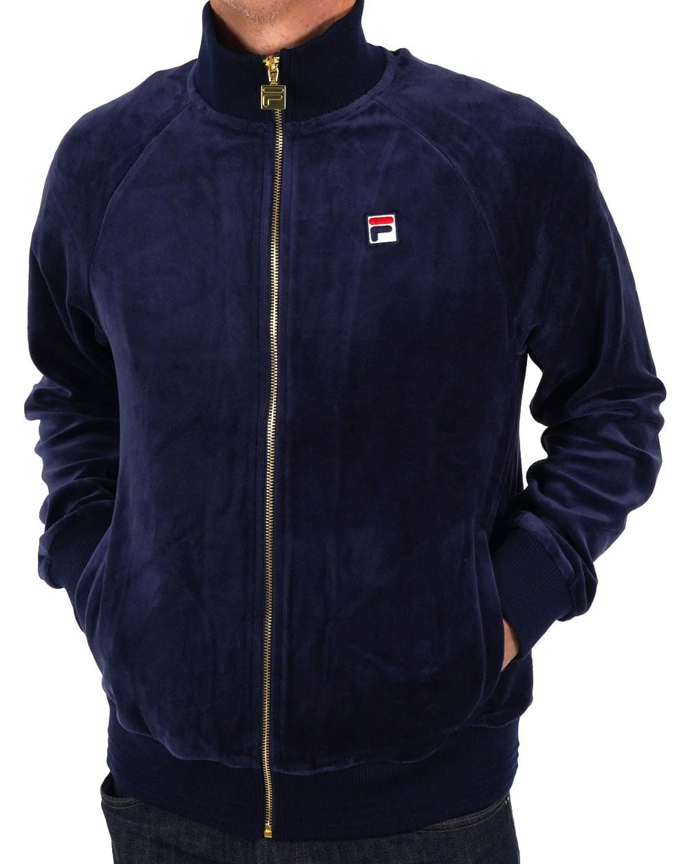 Fila Vintage Eddie Velour Track Top Navy - Image 4