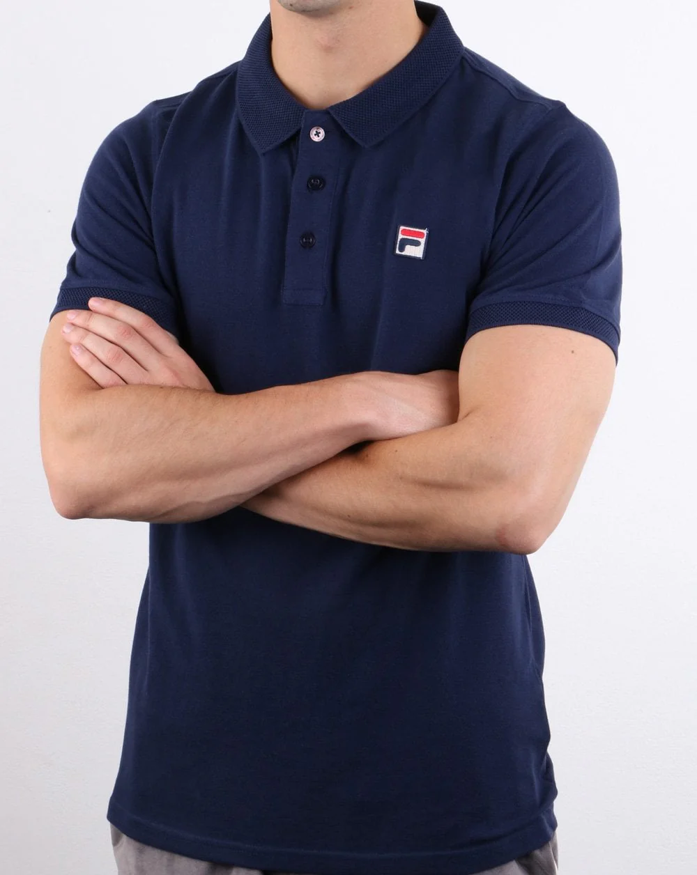Fila Vintage F Logo Polo Shirt Navy - Image 2