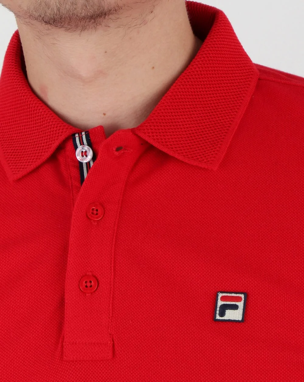 Fila Vintage F logo Polo Shirt Red - Image 2
