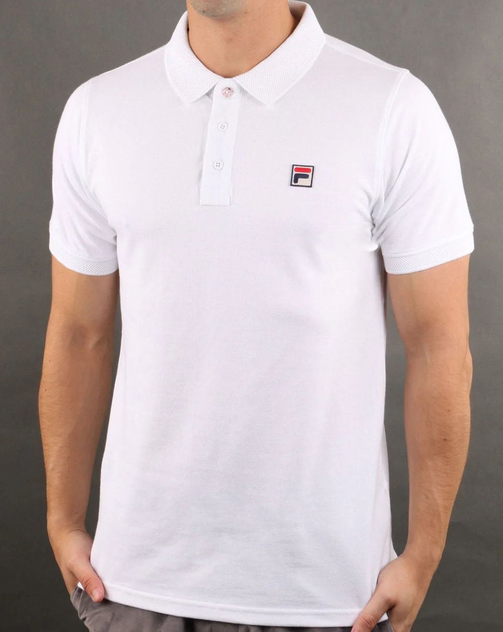 Fila Vintage F Logo Polo Shirt White