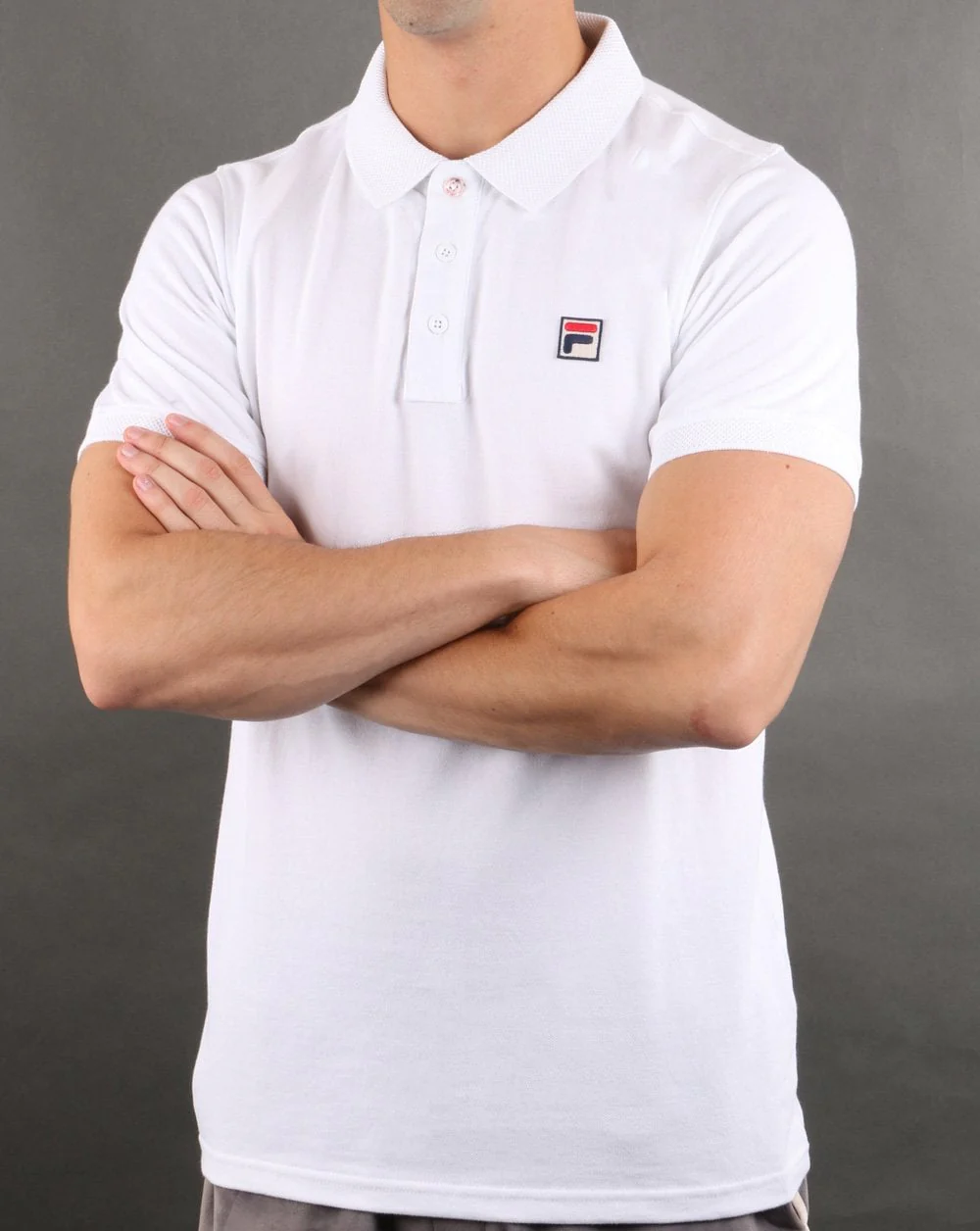 Fila Vintage F Logo Polo Shirt White - Image 2