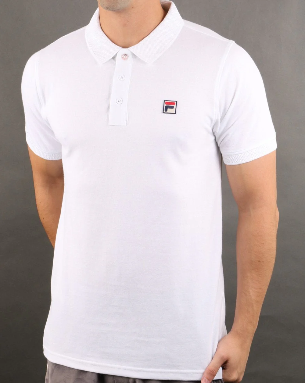 Fila Vintage F Logo Polo Shirt White - Image 3