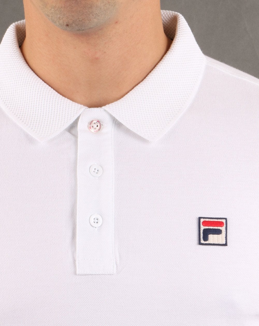Fila Vintage F Logo Polo Shirt White - Image 4
