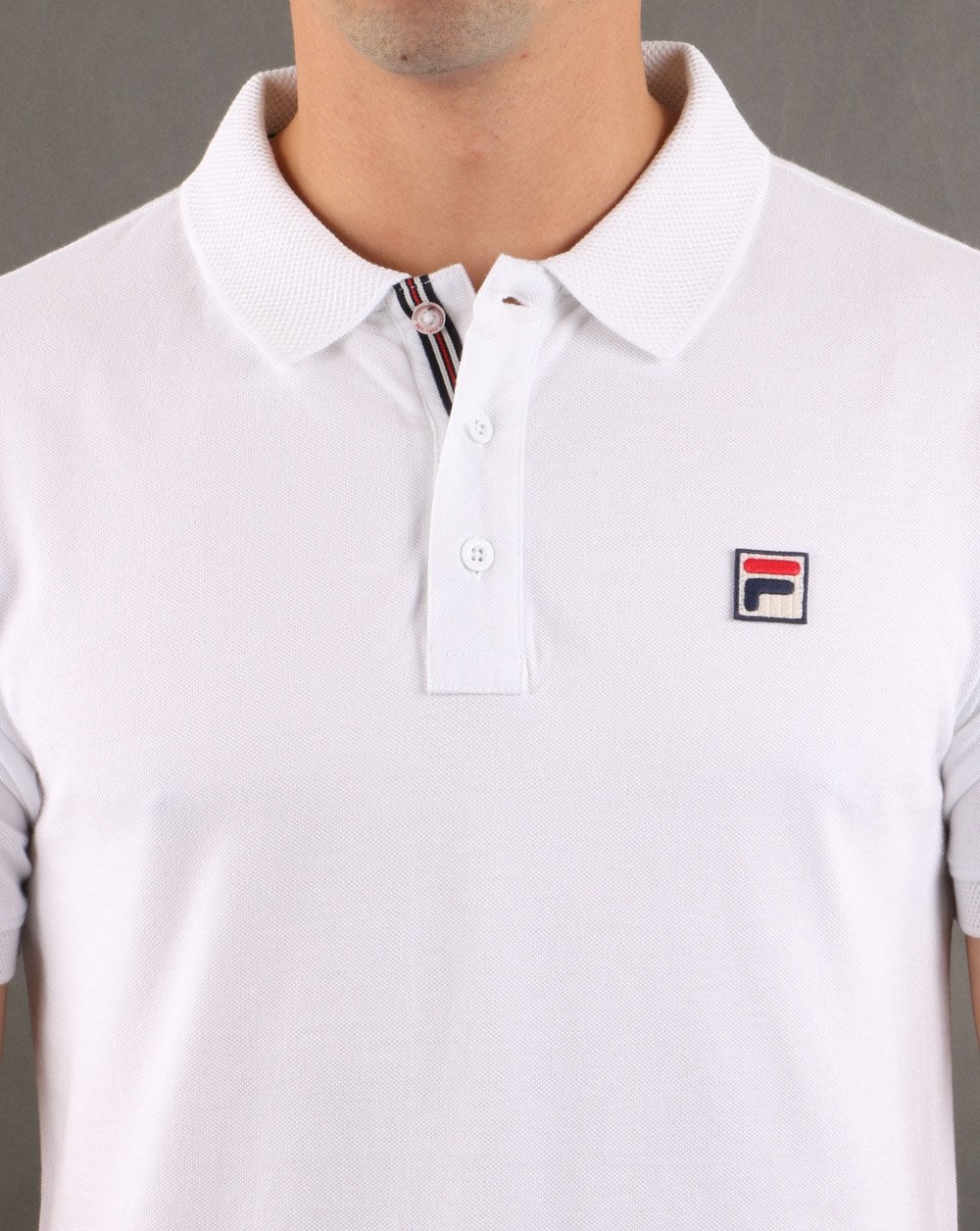 Fila Vintage F Logo Polo Shirt White - Image 5