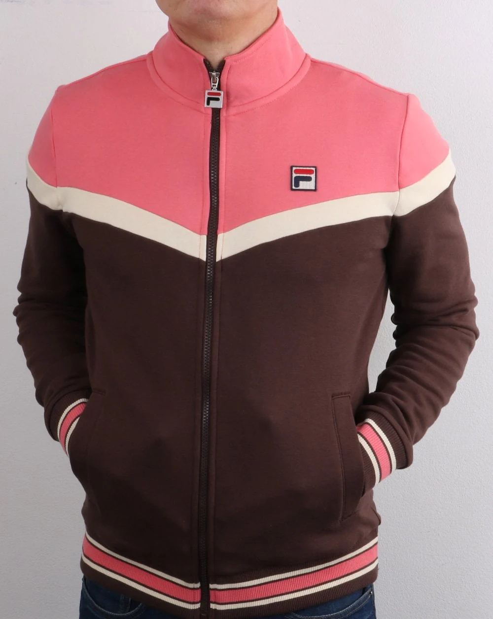 Fila Vintage Flint Track Top Brown/Deep Pink/Cream - Image 2