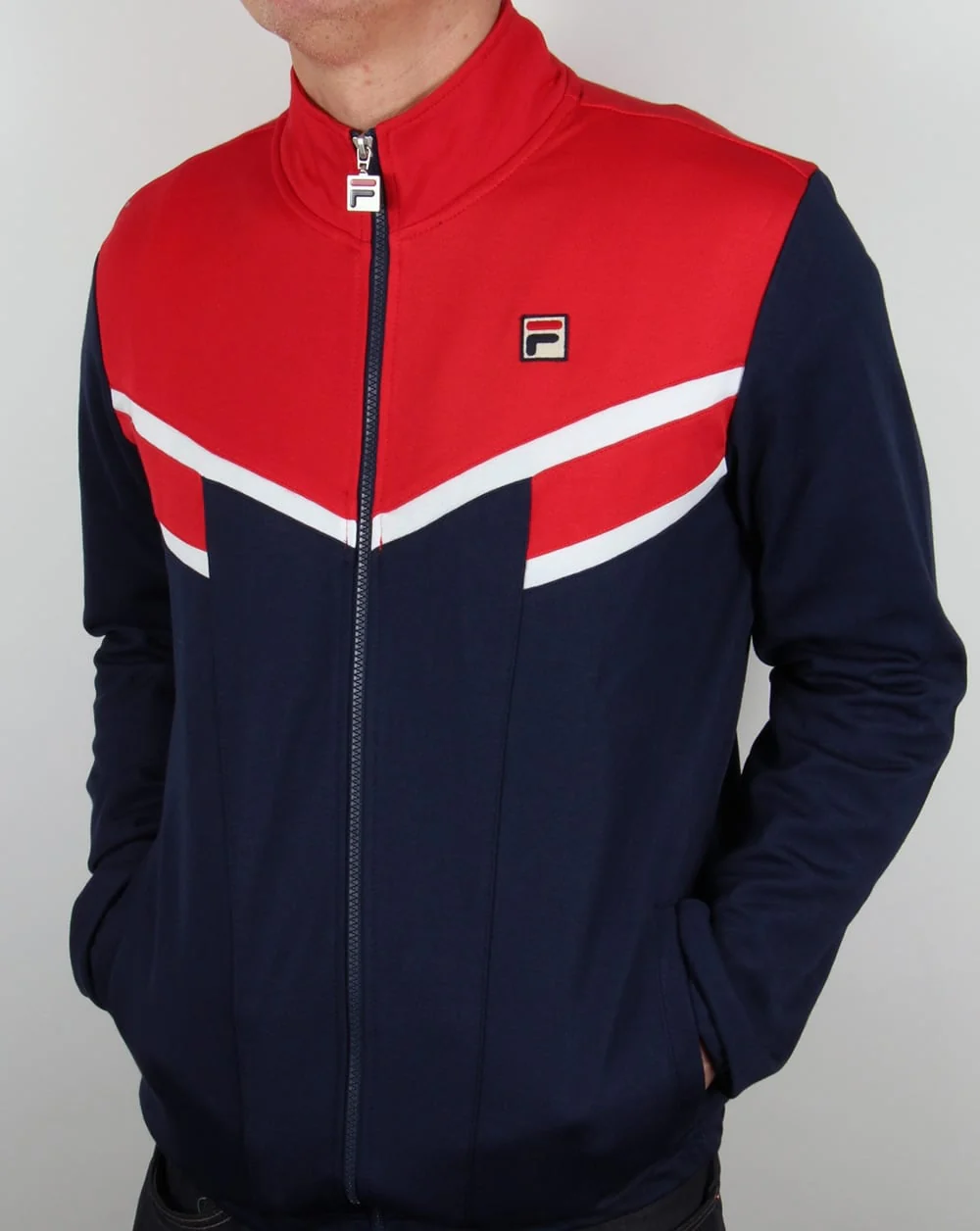 Fila Vintage Fognini Track Top Red/Navy - Image 3