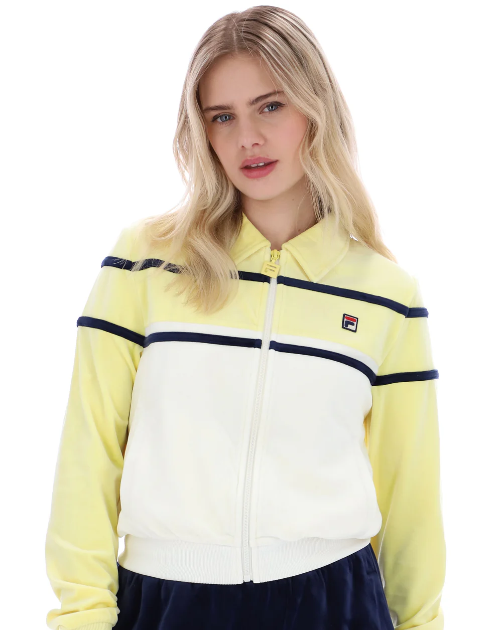 Fila Vintage Giovana Velour Track Top Wax Yellow/Gardenia