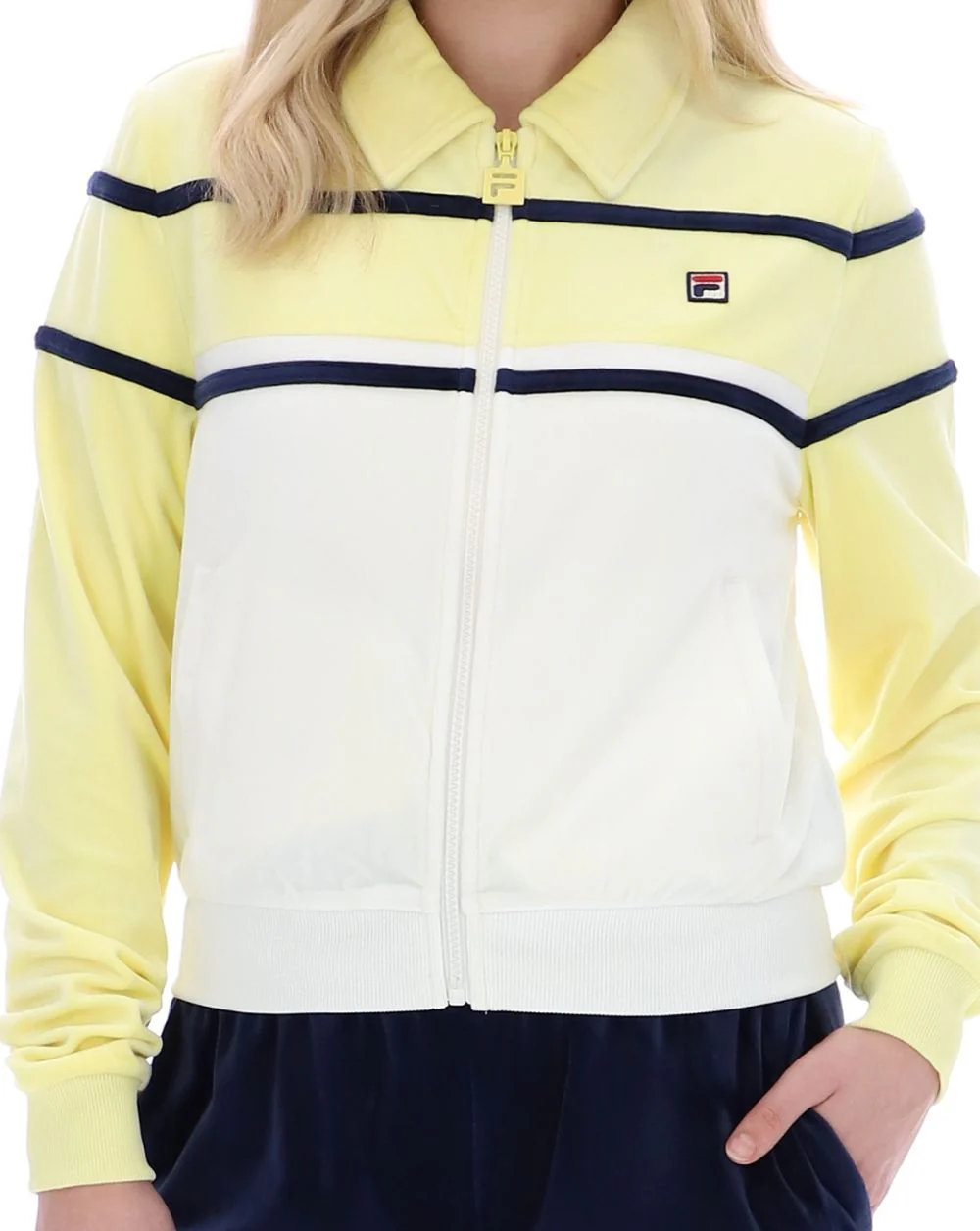 Fila Vintage Giovana Velour Track Top Wax Yellow/Gardenia - Image 2