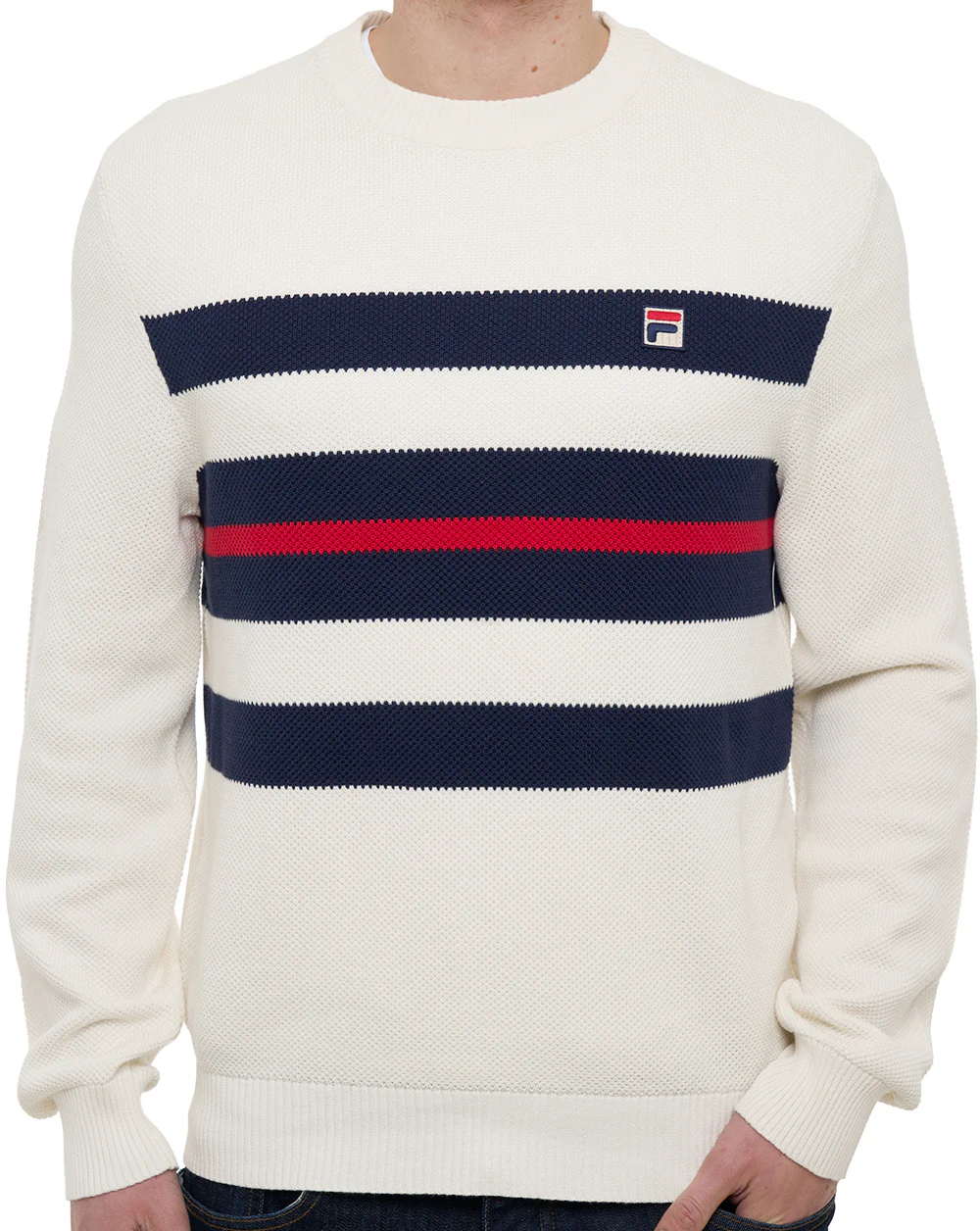 Fila Vintage Giuseppe Striped Crew Knit Gardenia - Image 2