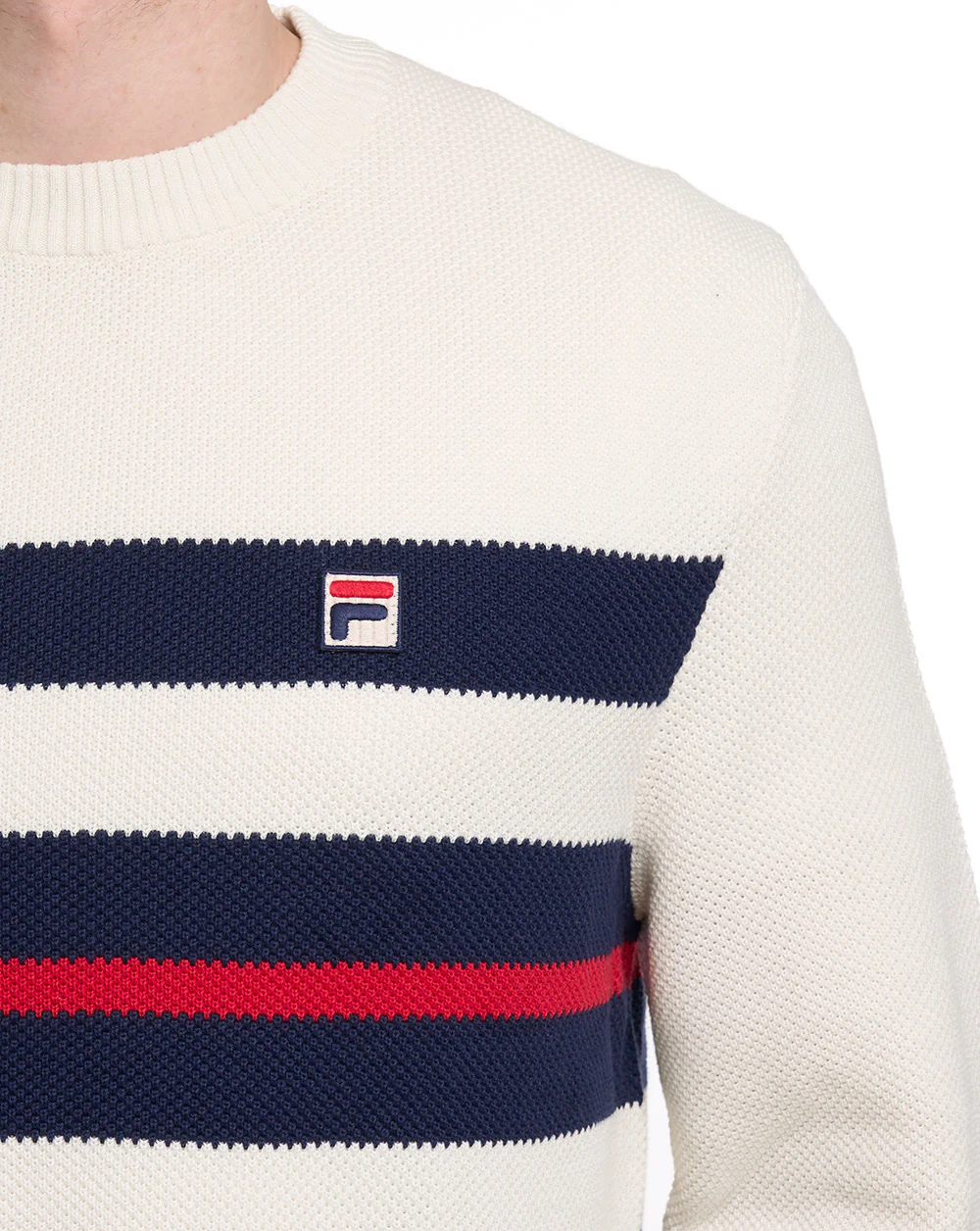 Fila Vintage Giuseppe Striped Crew Knit Gardenia - Image 3