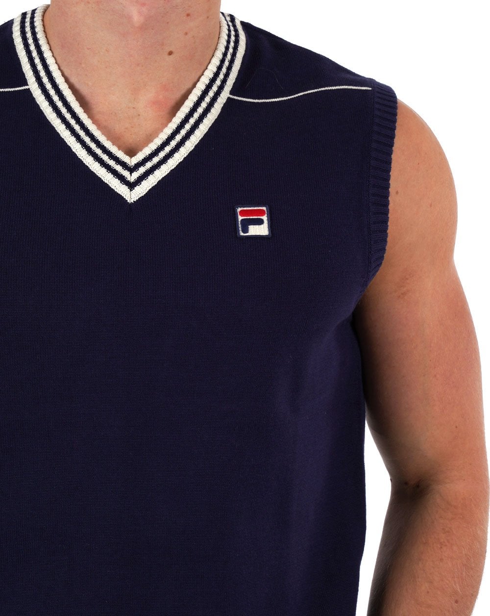 Fila Vintage Knitted Tank Vest Navy - Image 2