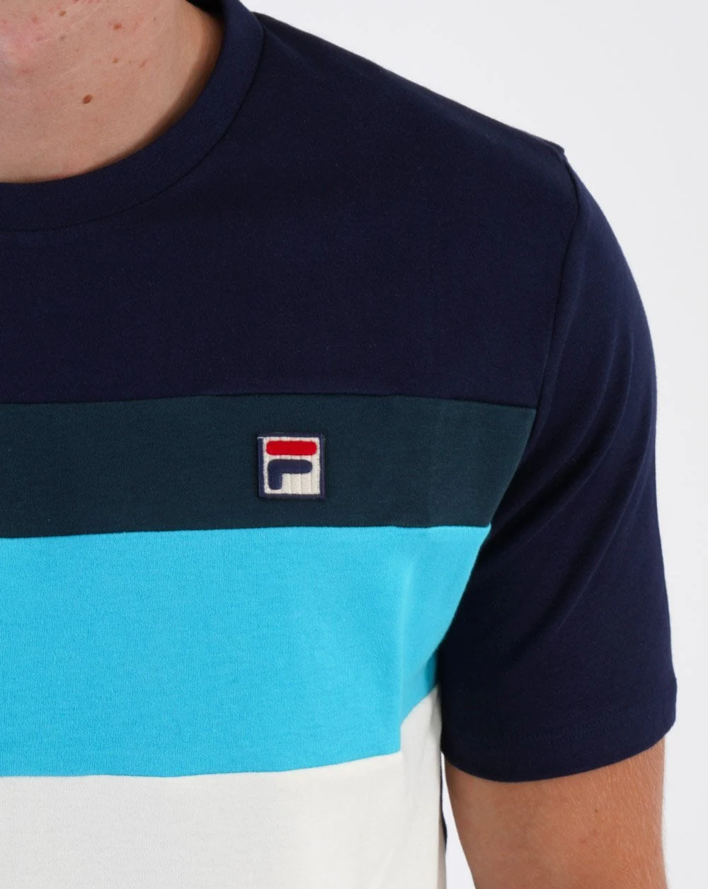 Fila Vintage Leary T Shirt Off White/Blue/Dark Teal - Image 2
