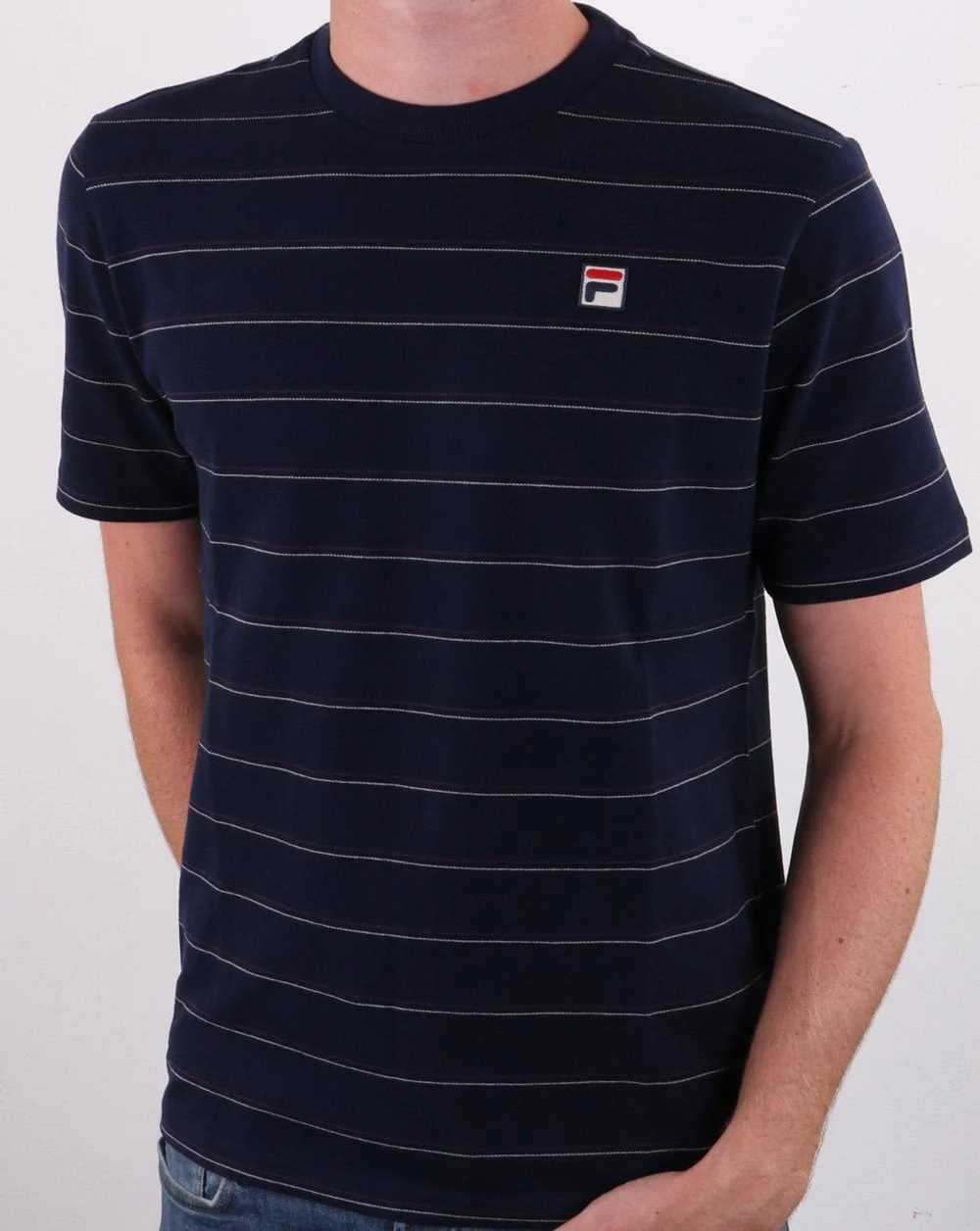 Fila Vintage Leon Striped T Shirt Navy - Image 2