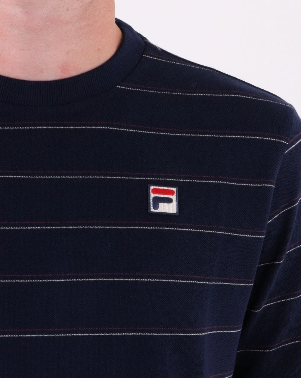 Fila Vintage Leon Striped T Shirt Navy - Image 4