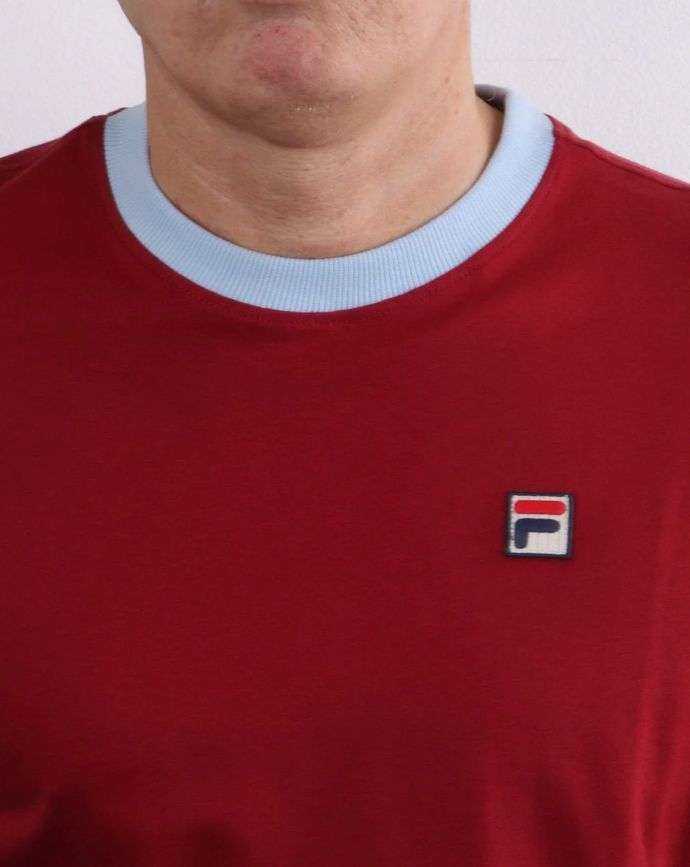 Fila Vintage Long Sleeve Ringer T Shirt Claret/Sky Blue - Image 3